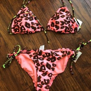 OP Bikini Pink Cheetah Leopard Print NWT M/L